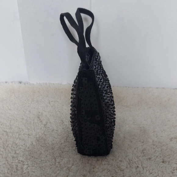 Jessica McClintock Black Square Sequins Evening Bag with snap closure - Picture 2 of 11